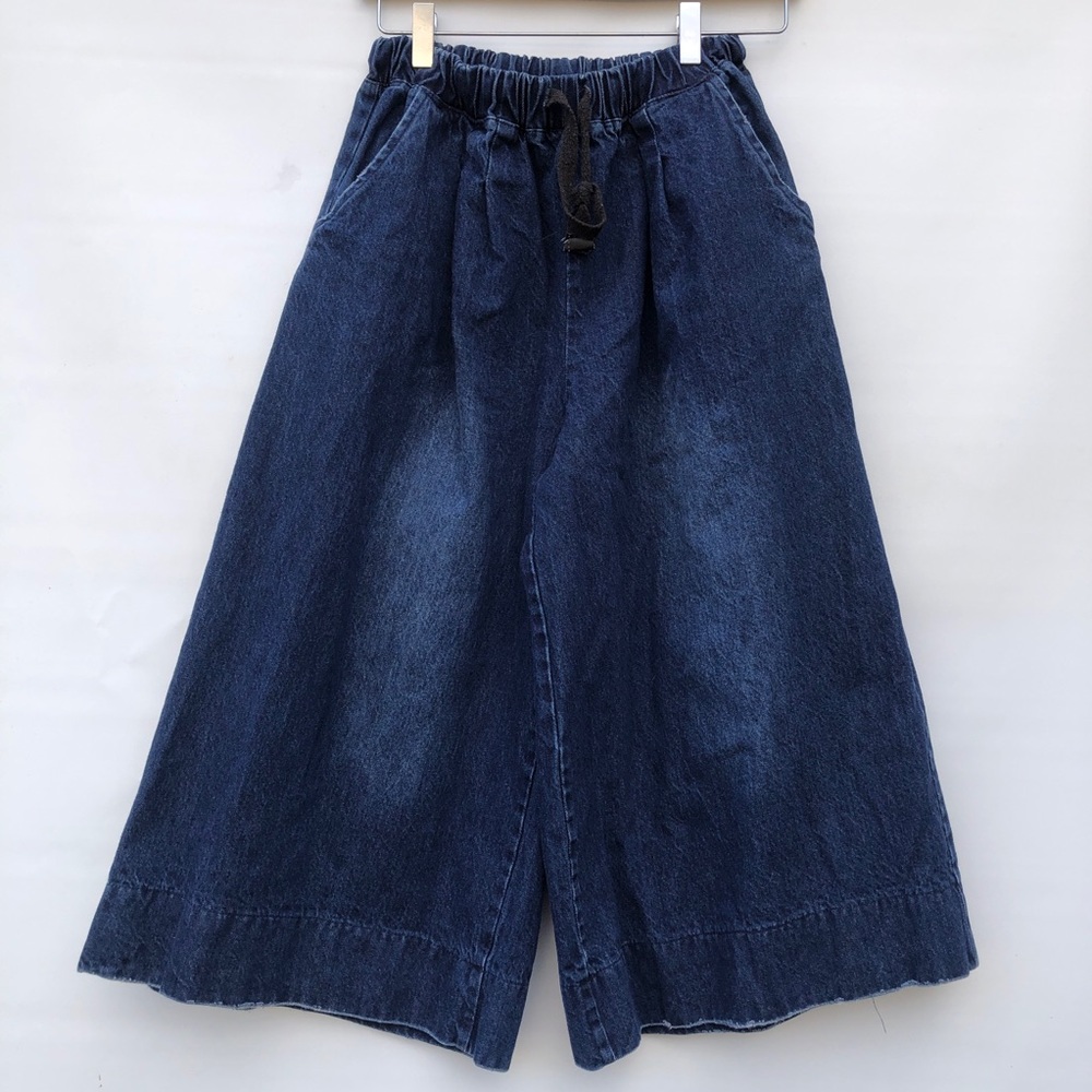 BRLH DIstressed Dark Wash Gaucho Capri Pants Size Small